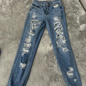 American Eagle Outfitters Ripped Blue Skinny Jeans
